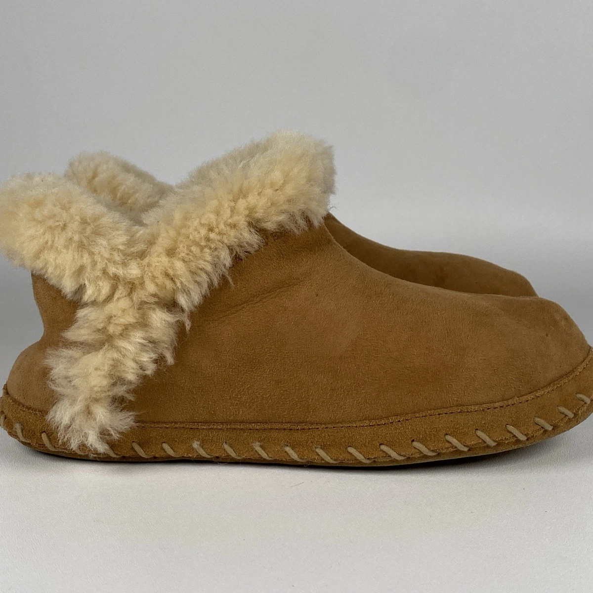 Lands\' End Suede Shearling Fur Clog Slippers, NWOT Lands main image 4