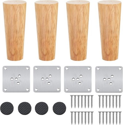 Massive Eichenholz Tischfüße 8cm 4er Set Montageplatten & Schrauben
