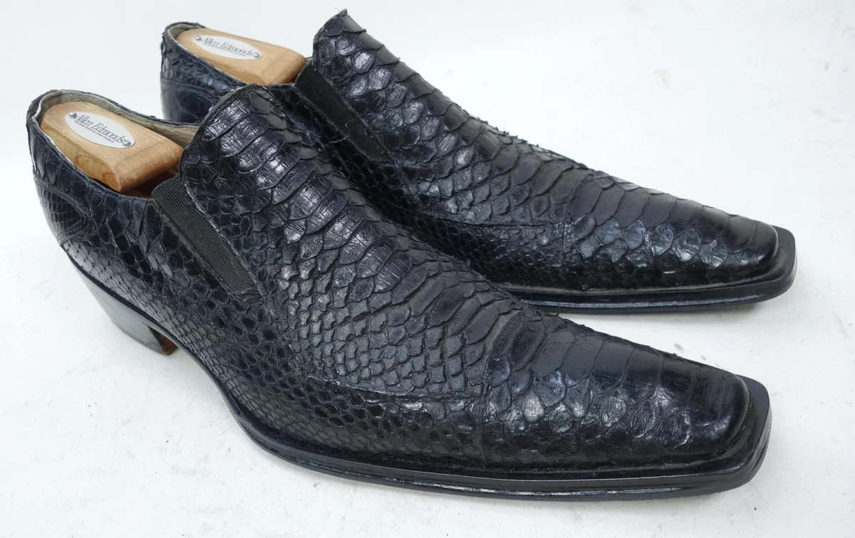 Paco Liufau Black Leather Lizard‎ Print Loafer Dress Shoes Mens Size 44 Spain Men main image 2