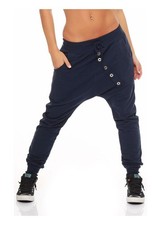 Damen Sweathose mit Knopfleiste Baggy Freizeithose Jogging 8023