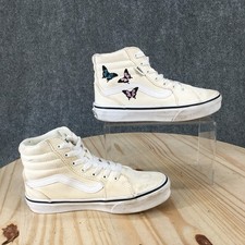 VANS Shoes Youth 2 Girls Filmore Hi Butterfly Lace Up Sneakers Off White Canvas