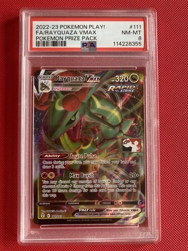 Pokemon Rayquaza VMAX Pokemon Prize Pack. PLAY Full Art Promo #111 PSA 8