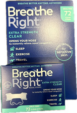 Breathe Right Extra Strength Nasal Strips - 72 ct Clear NIB