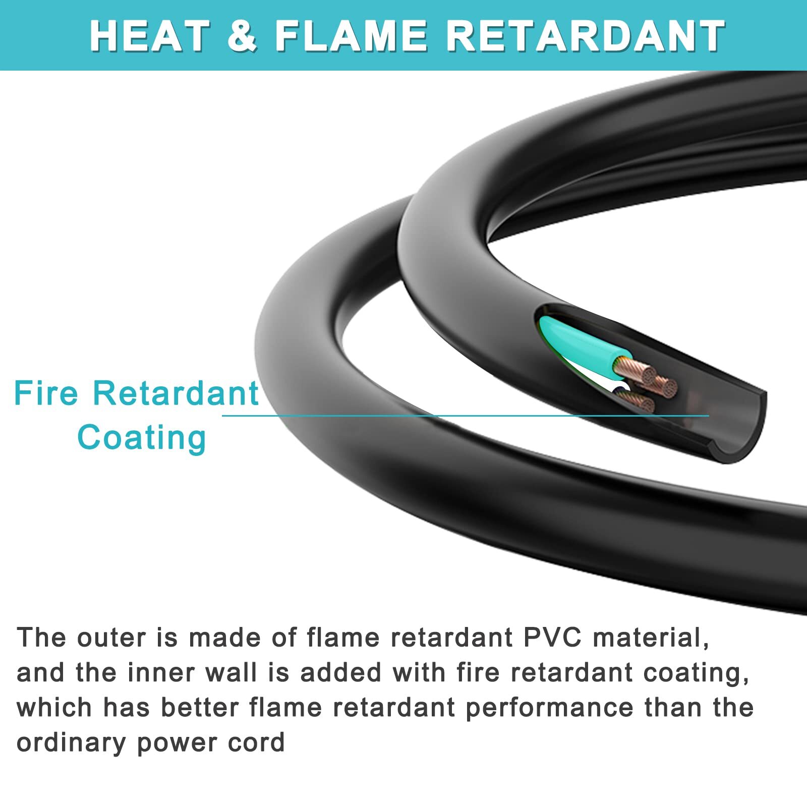 6 Pack Short 3 Prong Power Extension Cord - 6inch Black Mini Indoor Grounded ...