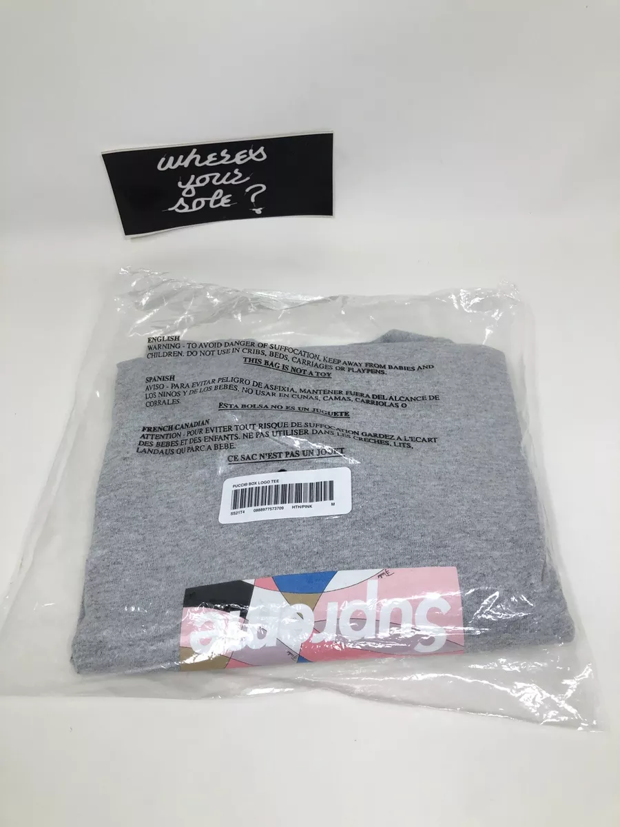 Supreme Emilio Pucci Box Logo Tshirt Tee Medium M Heather Gray