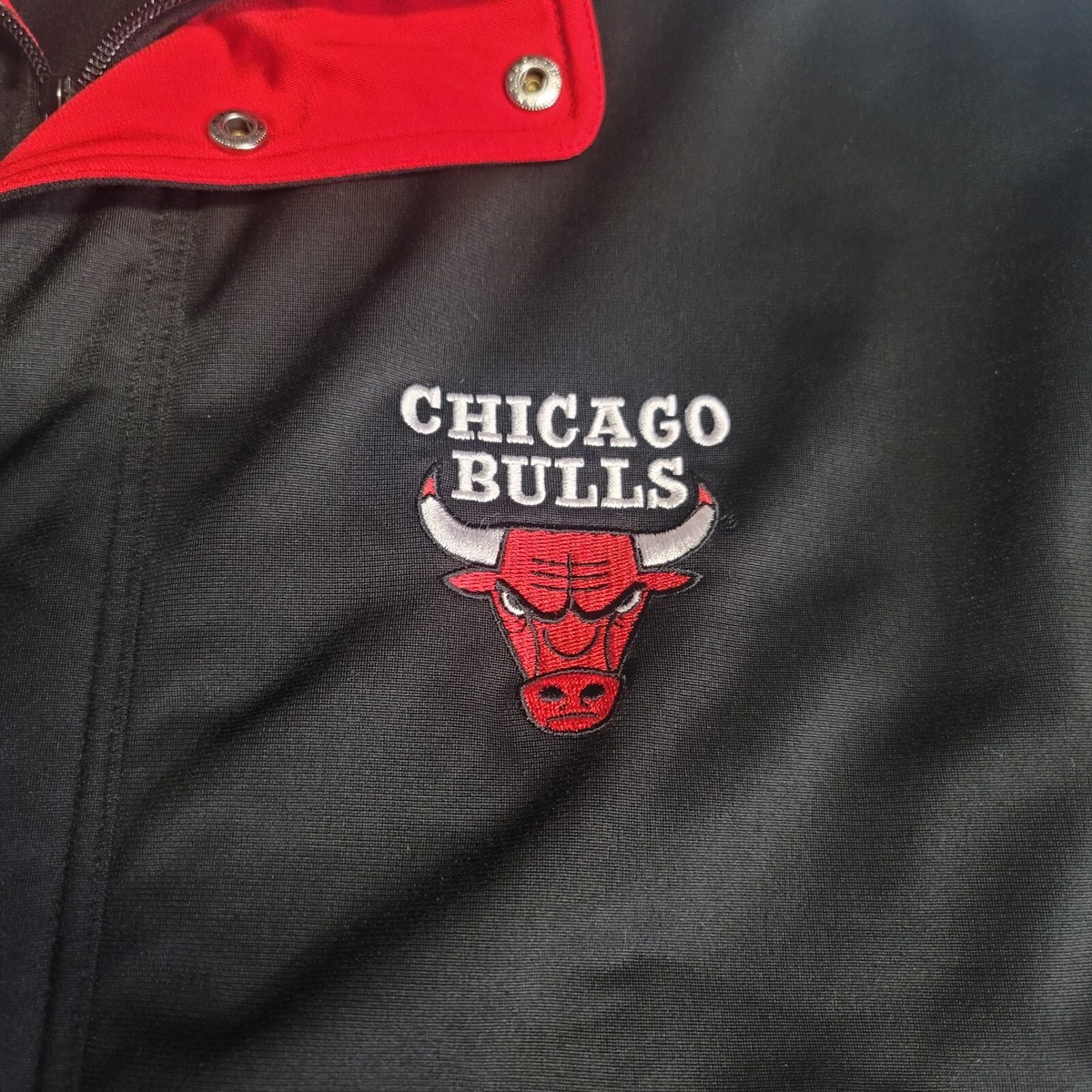 90s Champion Chicago Bulls Training Shirt Snap Button Zip Up 90s Champion Chicago Bulls Training Shirt Snap Button Zip Up