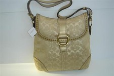 COACH SIGNATURE GOLD STUDDED LUREX FLAP DUFFLE BAG 12852 - GOLD - NEW WITH TAG