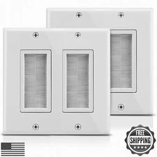 Fosmon 2-Gang Wall Plate, Brush Style Opening Passthrough Low Voltage Cable P