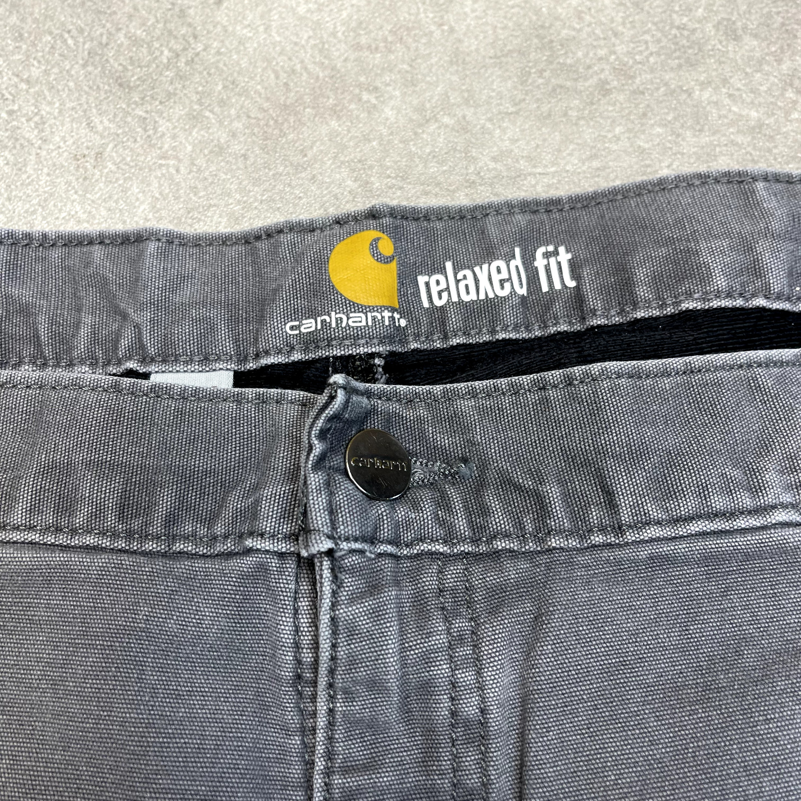 Carhartt Trousers Mens Fleece Lined Carpenter Vintage Workwear Pants Grey 42” image 4