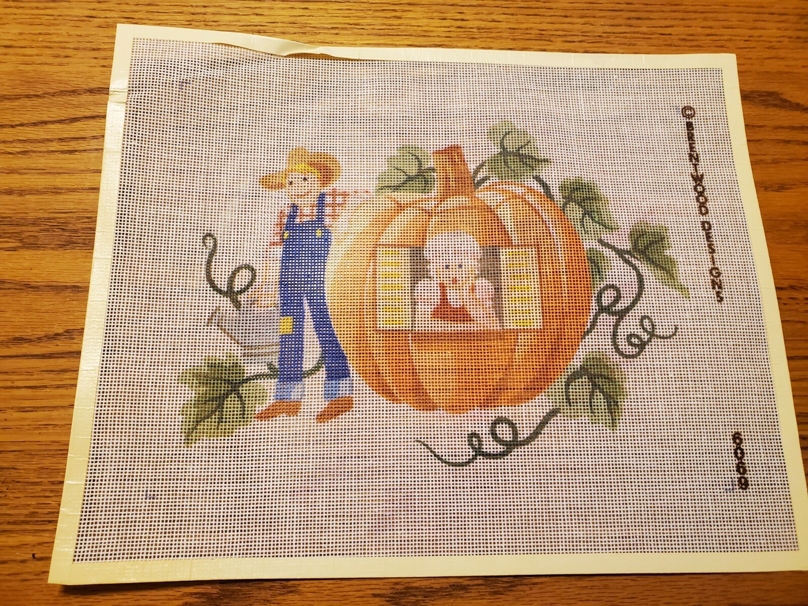 Vtg Brentwood Designs 6069 Needlepoint Stamped Canvas Pumpkin House Unused  | eBay