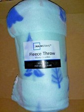 Blue Leaf/Tree Theme Fleece Throw Blanket 50"x 60" by Mainstays 