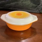 Vintage Pyrex Sunflower Oval 1 1/2 Quart Casserole With Lid #043