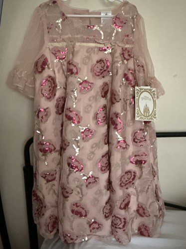 Disney Beauty & The Beast Princess Belle Sequin Rose Dress Pink Girls Sz 9-10 - Picture 10 of 10