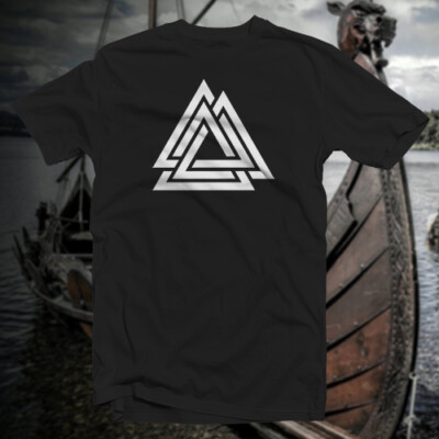 Valknut #2 COTTON T-SHIRT Norse Viking Rune Saxon Ward Magic Pagan Symbol