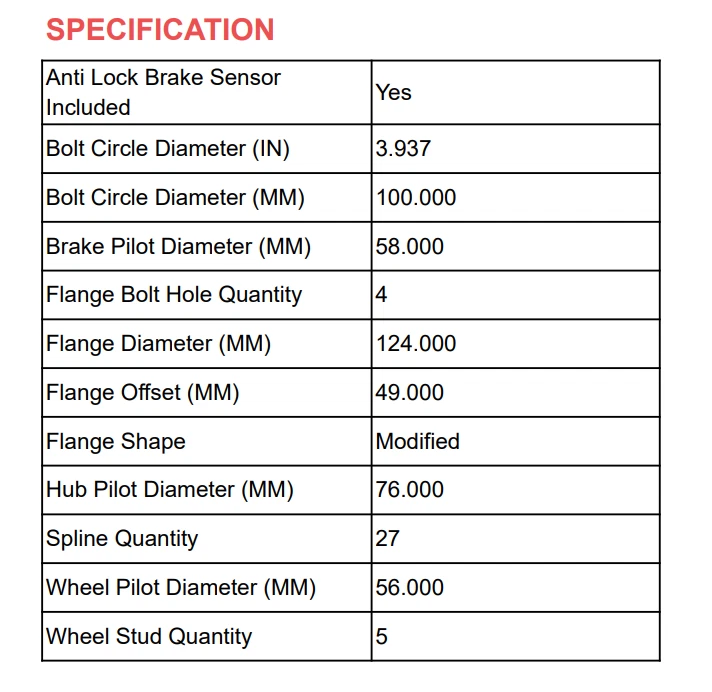 Cojinete y buje de rueda delantero izquierdo o derecho para Subaru Outback Legacy 2005 2006-2014 Foto 3 de 4