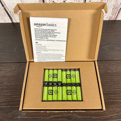 Amazon Basics 16-Count Rechargeable AA NiMH Batteries 2000 mAh NEW