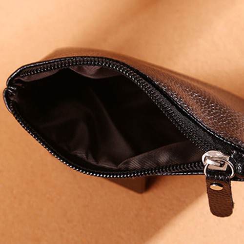 Unisex PU Leather Small Wallet Card Key Holder Zip Solid Coin Purse Clutch Ba ♢ - Picture 9 of 17
