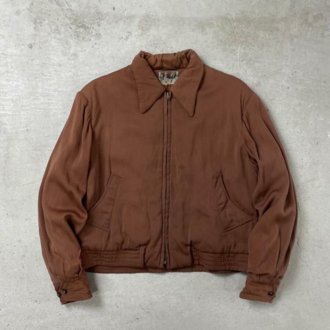 50s 60s UNKNOWN Rayon Gabardine Sports Jacket Gabajan Shoulder Pad 