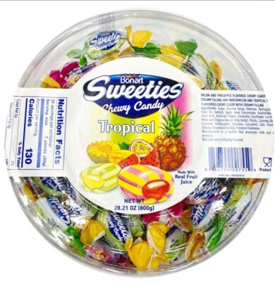 2* Bonart sweeties chewy candy tropical 28.21 oz made with real fruit juice