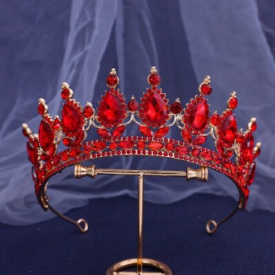 Red rose hair accessories sweet crown tiara queen Amazon.com: Red Rose Tiara Bridal Wedding Crystal Crown Gold  main image 2