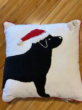 Dog Santa Hat Christmas Pillow