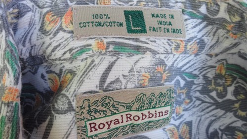 Royal Robbins Casual Outdoor Shirt Mens L Ivory Green Orange 100% Cotton Pockets - Picture 3 of 6