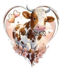 Sublimation Print Moo Cow Heart Ready to Press Heat Transfer