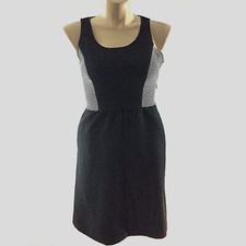 The Limited Dress 12 Black White Woven Dot Color Block Pocket UNIQUE
