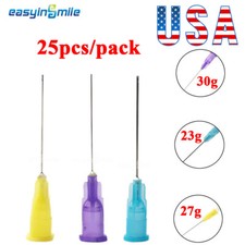 25pcs Endodontic Closed Side Hole Dental Irrigation Rinse Needle Tips 23/27/30g