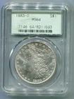1883-O MORGAN SILVER DOLLAR PCGS MS64 OLD GREEN HOLDER OGH 4-PINS GEN 2.1 SCARCE