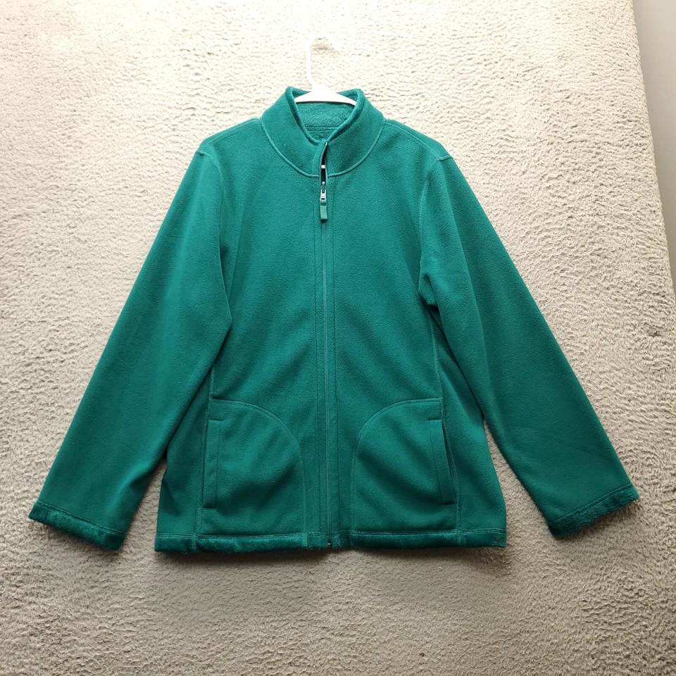 Style&co. Chaqueta deportiva polar para mujer grande verde poliéster reversible cremallera completa Foto 3 de 4