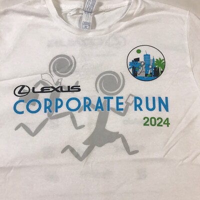 Lexus Corporate Run 2024 Shirt Adult Small White Graphic Print