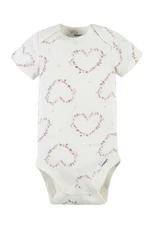 MODERN MOMENTS BY GERBER BABY GIRLS HEARTS FORAL BODYSUIT SIZE 0 - 3M NEW W TAGS