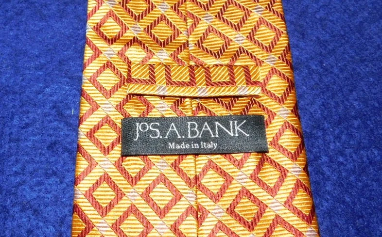 JoS A. BANCO HECHO EN ITALIA ORO/NARANJA CUADRADO MOTIVO CORBATA - CORBATAS - CORBATAS DE DISEÑADOR. Foto 3 de 3