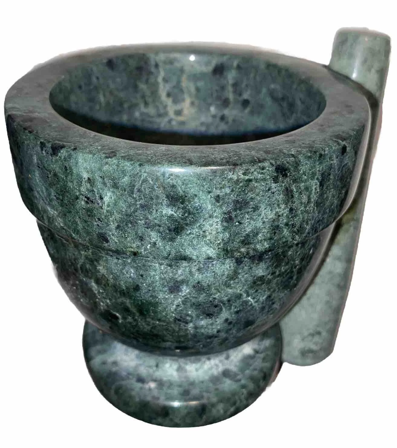Marble Green Swirl Vintage Mortar Pestle Set Herb Medicine Grinder Kitchen Tool