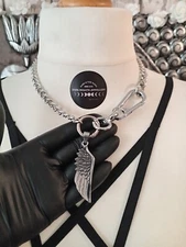 Day Collar. Stainless Steel. Aesthetics. Choker. Gothic. Feather. Alternative. 