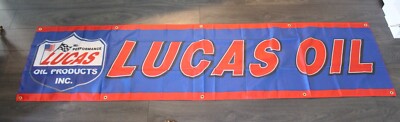 Lucas Motor Oil Banner Flag Big 2x8 feet Gas Station Mechanic Garage Racing 