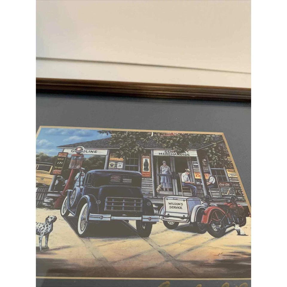 Pamela Renfroe Looking Back Gas General Store Signed Framed Matted 1993 Vtg - Image 4 of 4