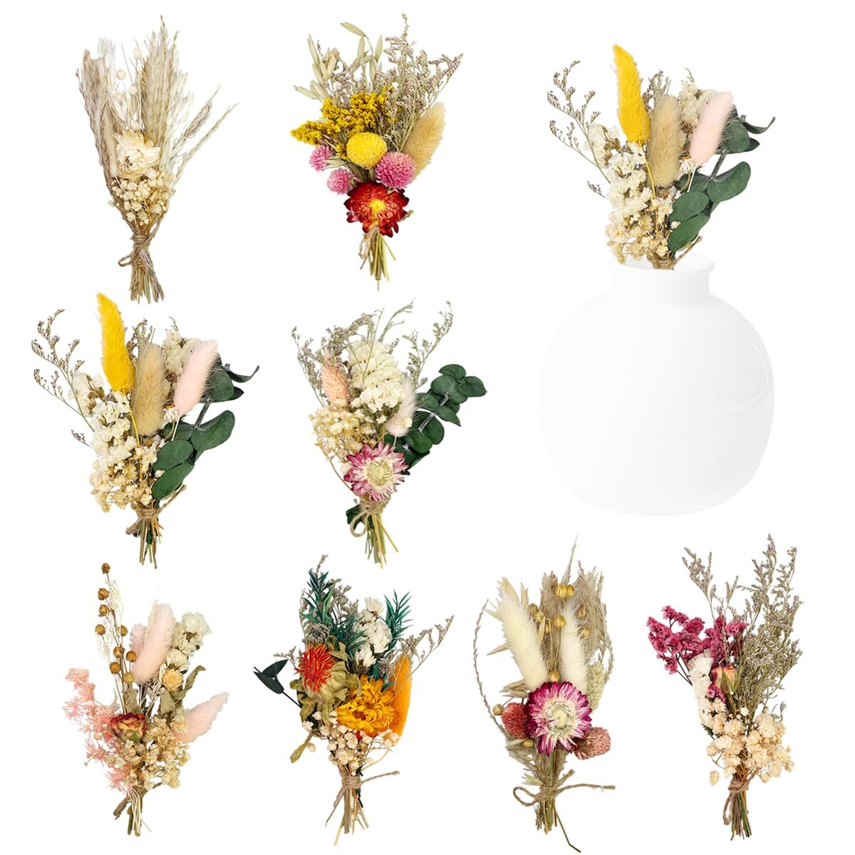 8 Pcs Boho Dried Flower Bouquets,Dried Flowers for Crafts Wedding Table Decor...