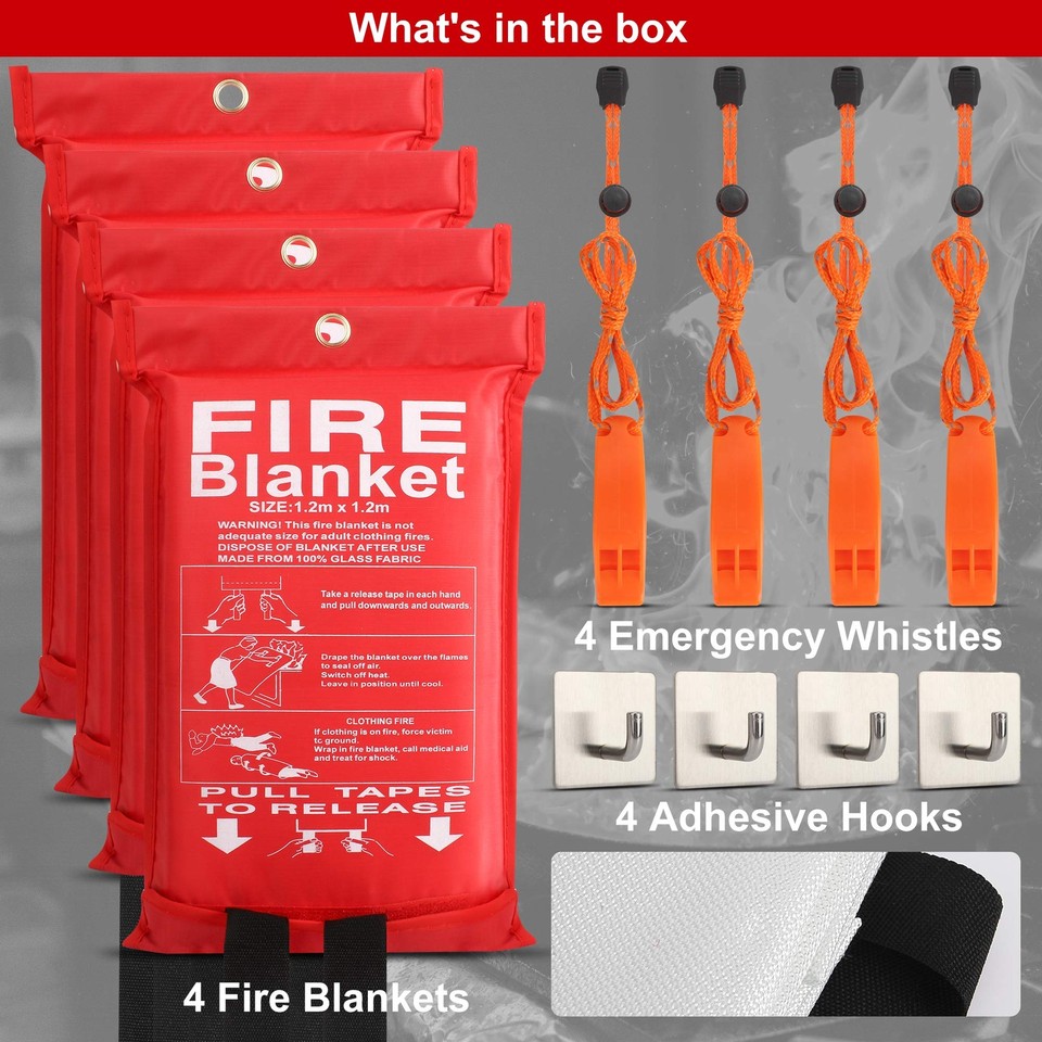 4Pack Fire Blanket XXLarge Fiberglass Fire Blanket Fire Suppression