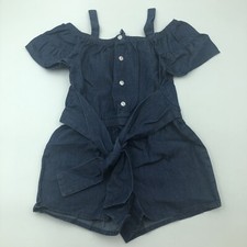 French Toast Girl Romper Size 4T Chambray Shorts Blue Denim