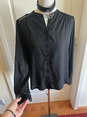 C&A vintage spitzen bluse schick schwarz boho blogger grunge gothic weihnachten