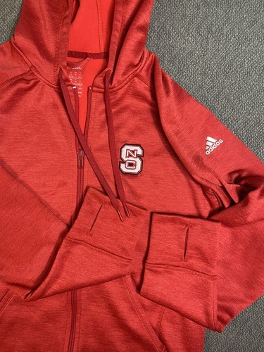 Adidas NC State Women's Red Full Zip Hoodie Jacket with Thumbholes - Picture 10 of 18