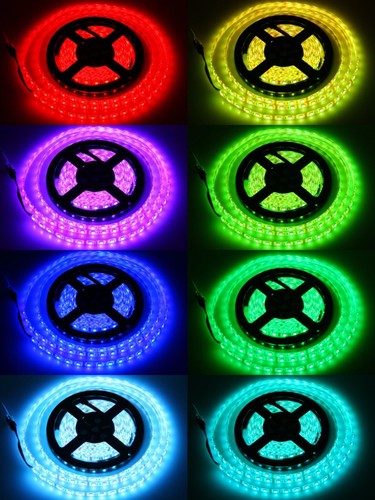 Black PCB 16.4ft 5M 5050 SMD 300 Waterproof LED Flexible Strip Lights Lamp 12V - Picture 15 of 17