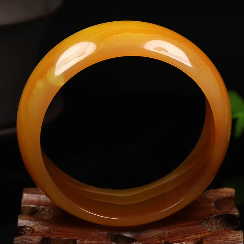 Brazalete Brazalete Ágata 54mm Natural Amarillo Marrón Calcedonia Jade 06113 Foto 3 de 4