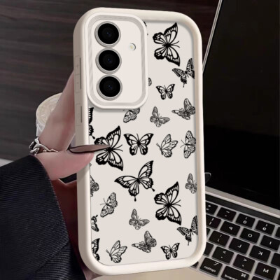 Case For Samsung S24 Ultra S23 FE S22 S21 A55 A35 A15 Butterfly Silicone Cover