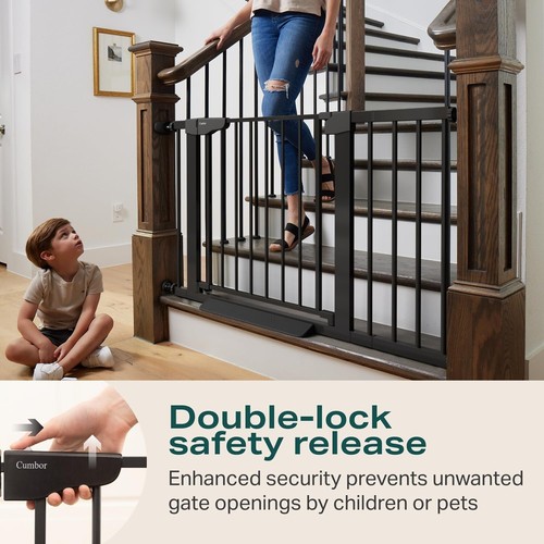Cumbor 29.7-46" Baby Gate for Stairs, Mom's Choice Awards Winner-Auto Close Dog - Picture 2 of 7