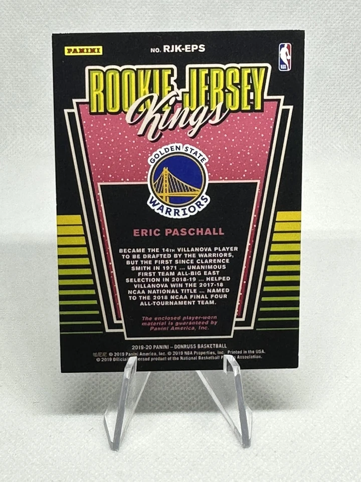 2019-20 Panini Donruss Rookie Jersey Kings /75 Eric Paschall #RJK-EPS Rookie RC - Image 2 of 2