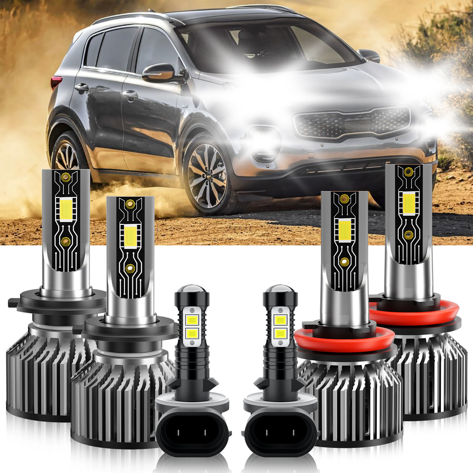 For Kia Sportage 2011-2016 LED Headlight High Lo Beam Fog Light Bulb 6500K White