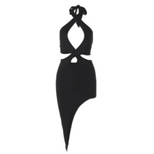 Women Sexy Mini Dress Summer Halter Cut Outs Short Mini Dresses Party Club Out